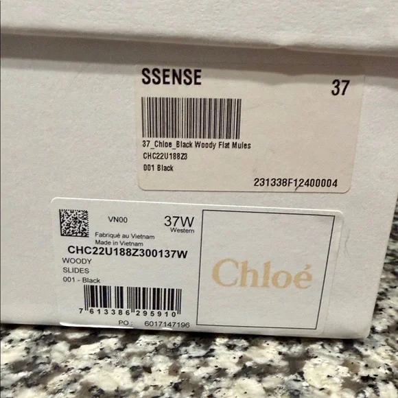 Chloé Black Canvas Logo Slide Sandals with Tan Footbed - Picture 4 of 8